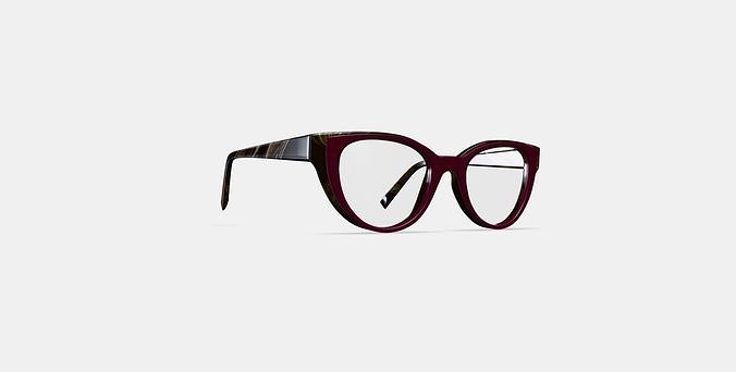 Camila Eyeglasses in Oxblood with Striped Elm 3D model