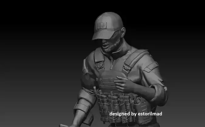 US SEAL RANGER SOLDIER WITH MINE DETECTOR 3D print model
