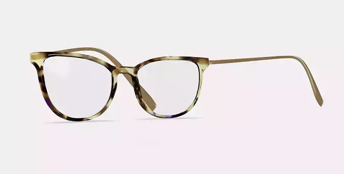 Maren Eyeglasses in Violet Magnolia with Polished Gold 3D model