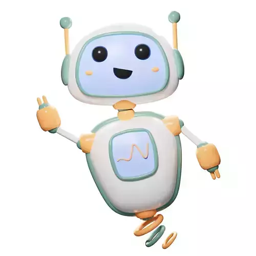 Adorable stylized robot 3D model