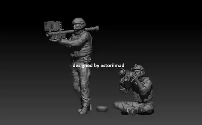 NATO SOLDIERS WITH FGM-148 JAVELIN AND FIM 92 STINGER 3D print model