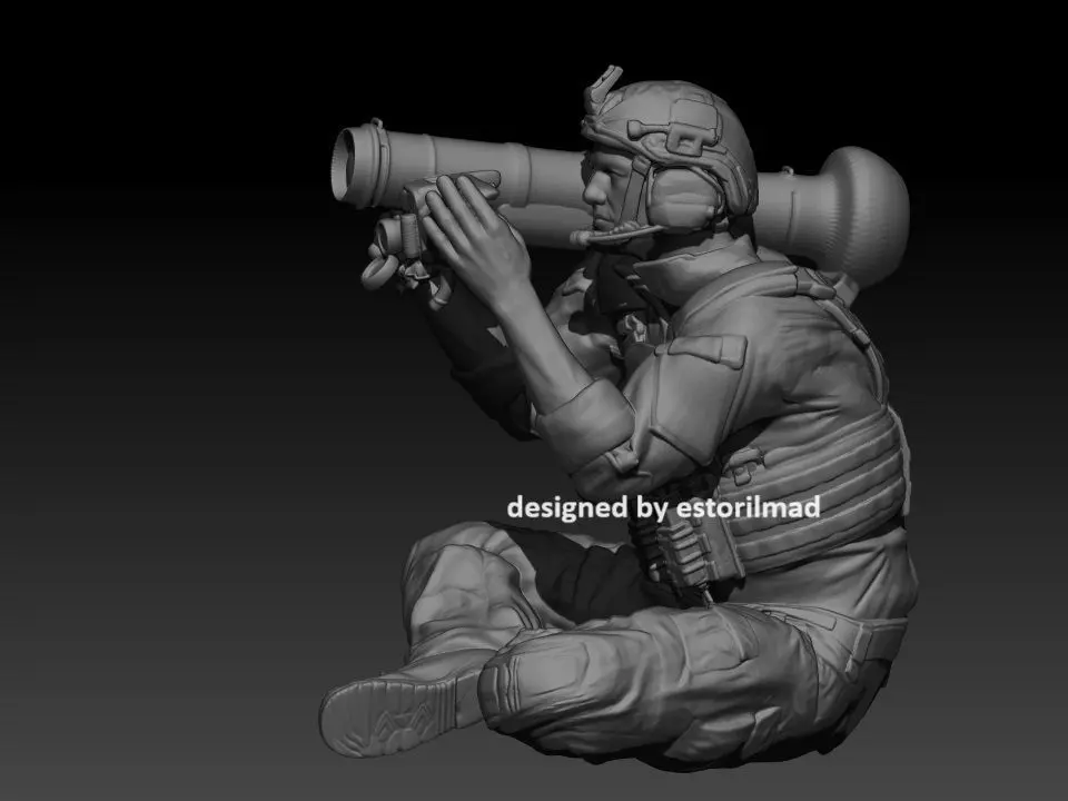 NATO SOLDIER SITTING WITH FGM JAVELIN 3D print model