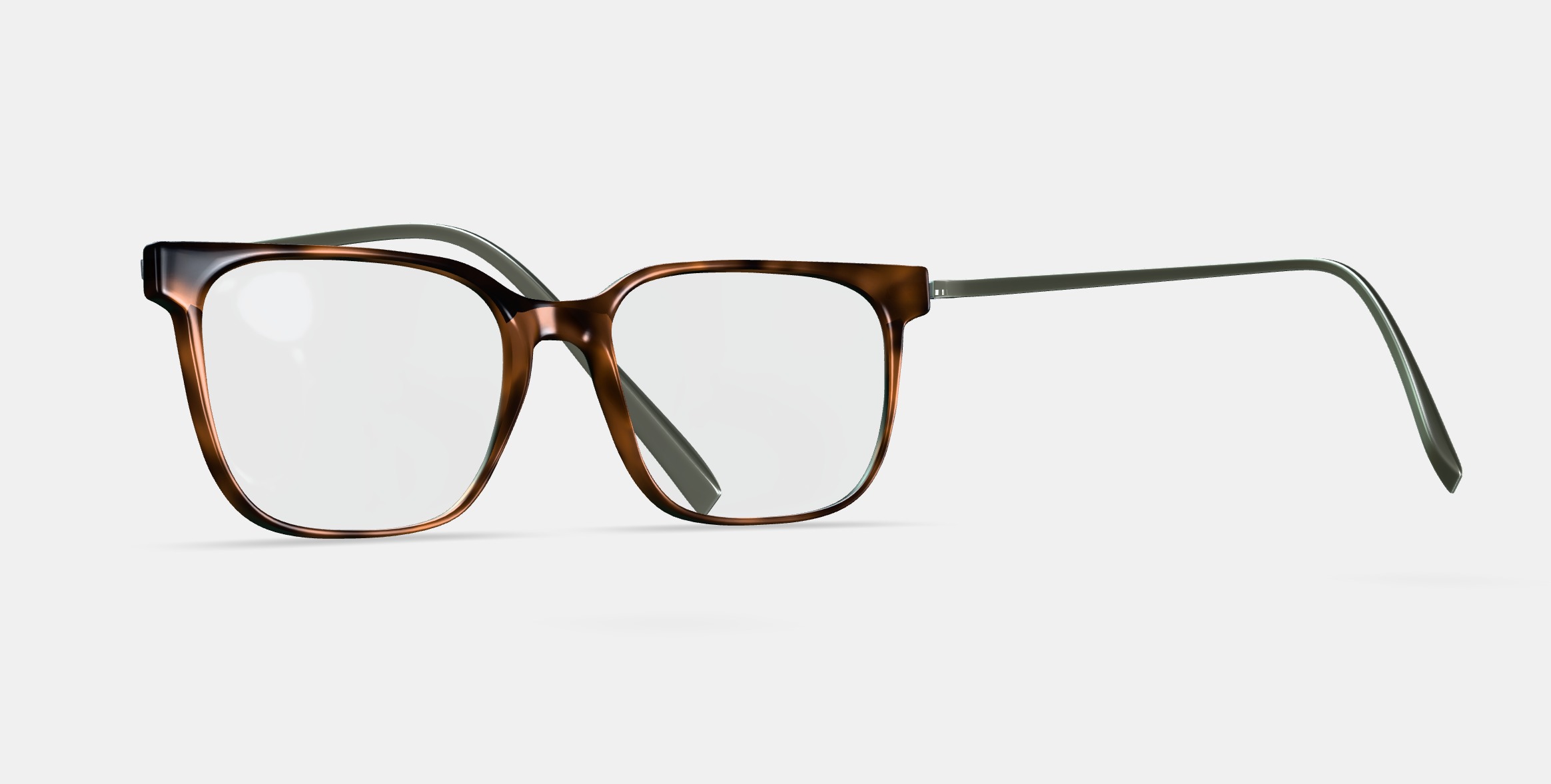 Caleb Eyeglasses in Woodgrain Tortoise with Polished Silver 3D model_3