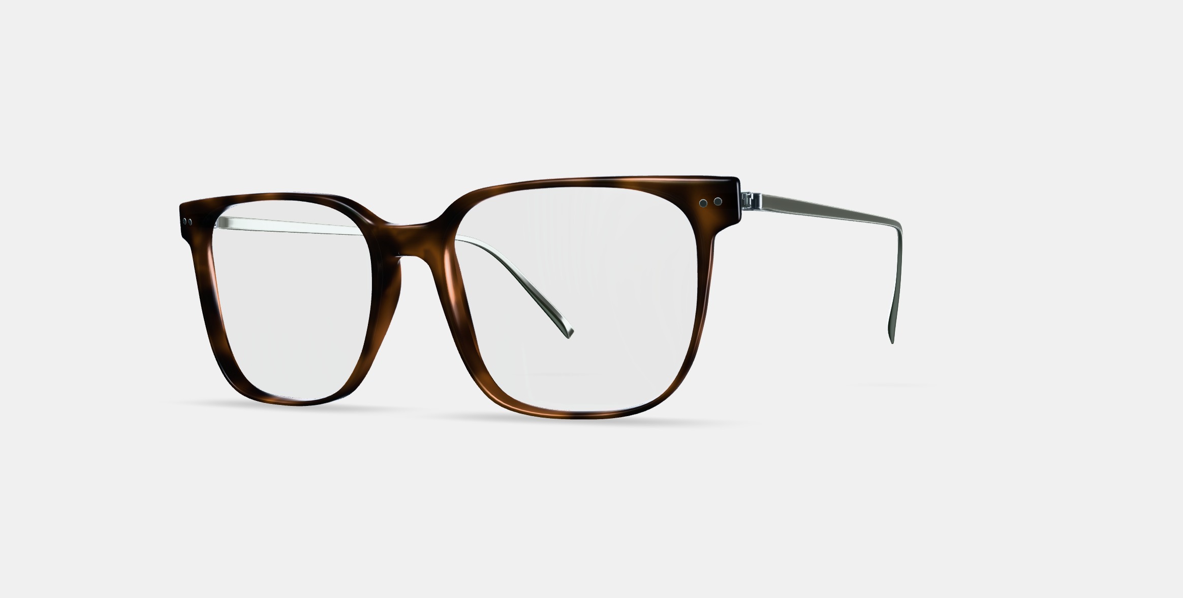 Caleb Eyeglasses in Woodgrain Tortoise with Polished Silver 3D model_13