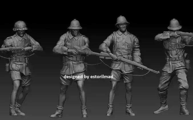  4 GERMAN SOLDIER AFRIKA KORPS IN ACTION