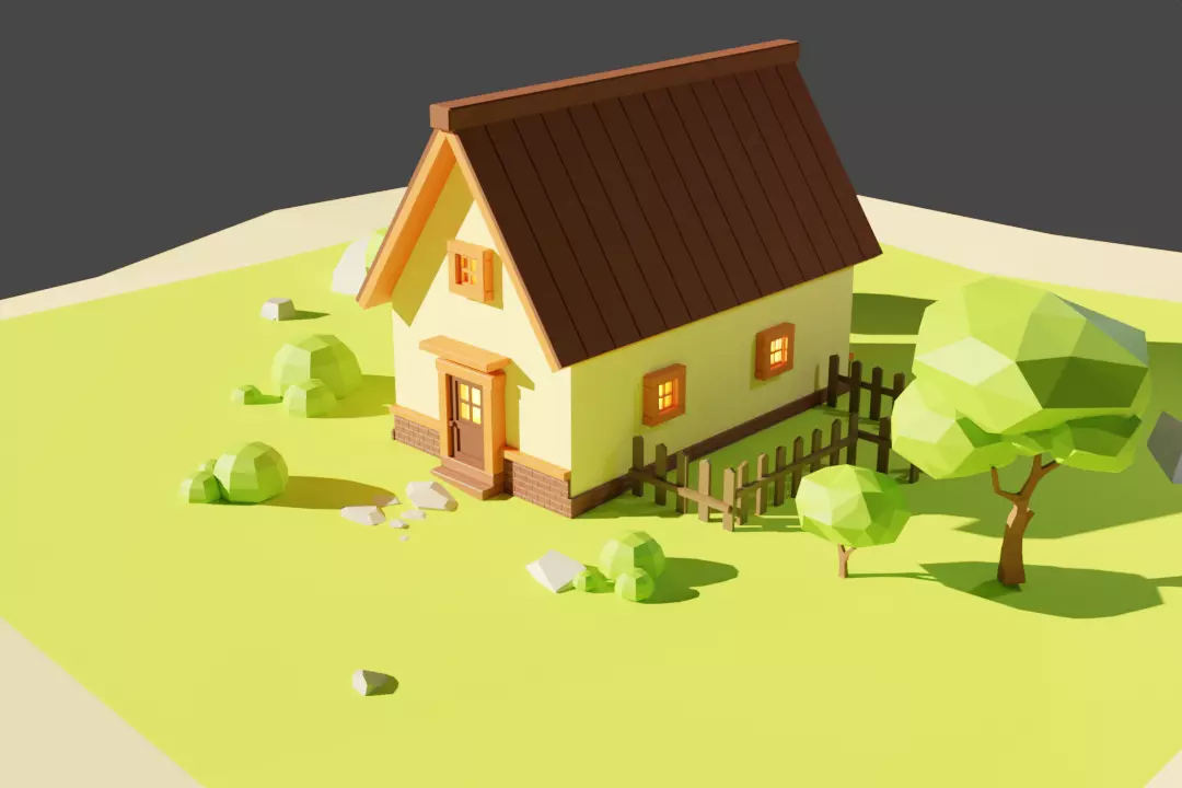 House Low-poly 3D model Low-poly 3D model_0