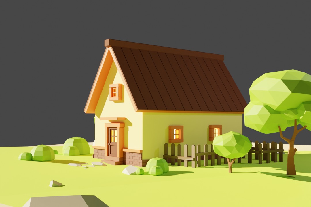 House Low-poly 3D model Low-poly 3D model_2