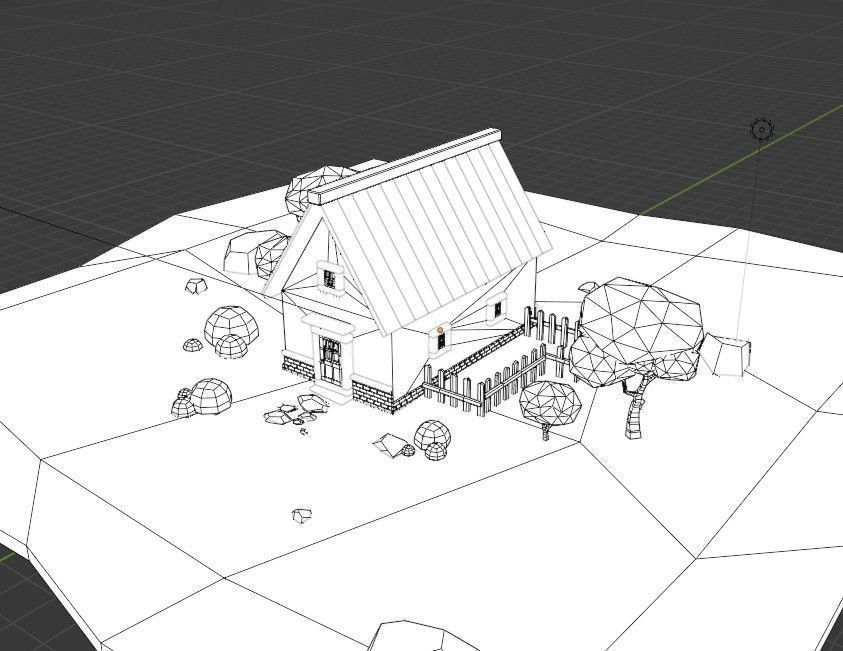 House Low-poly 3D model Low-poly 3D model_1