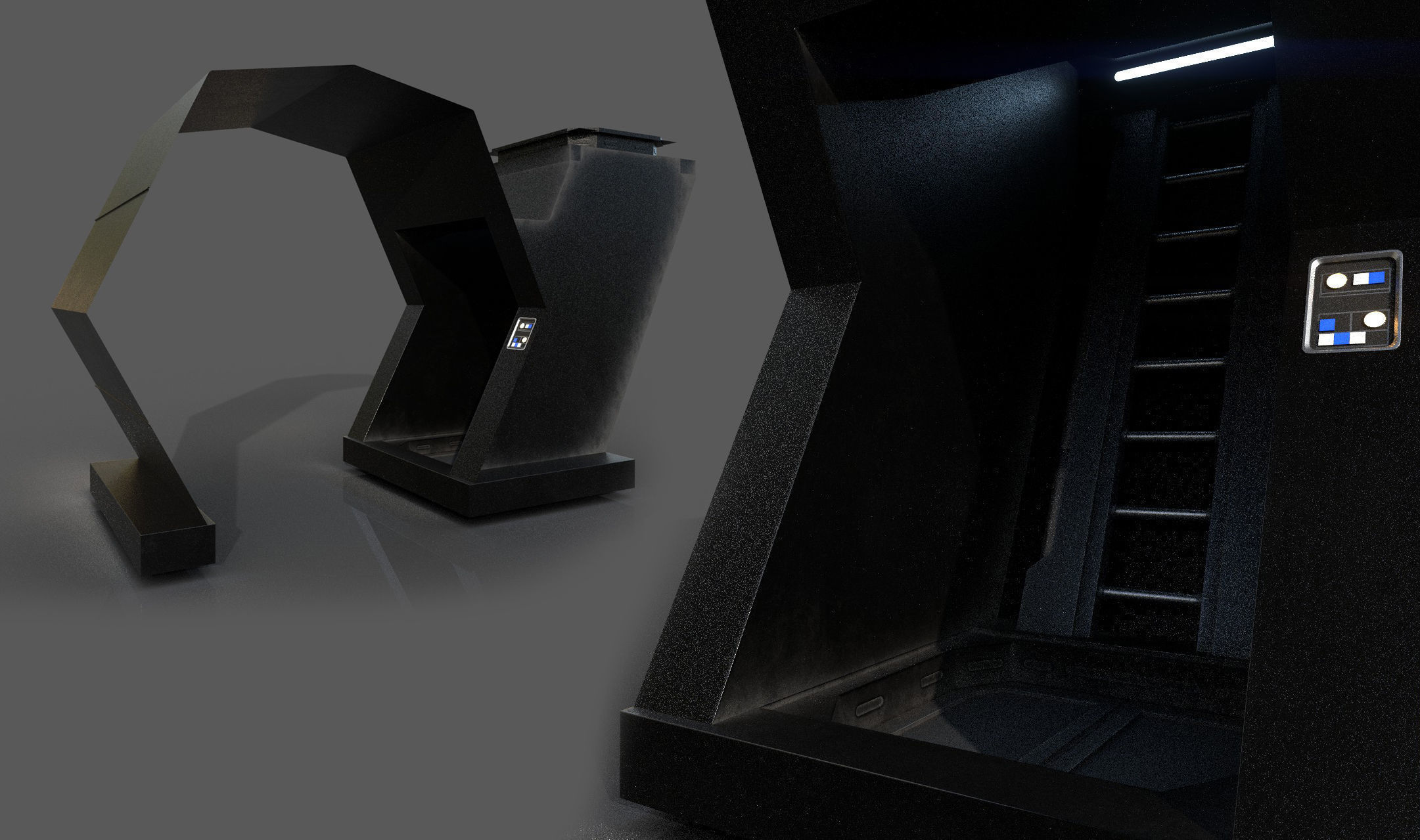 Imperial Style Corridor Asset Pack Low-poly 3D model_32