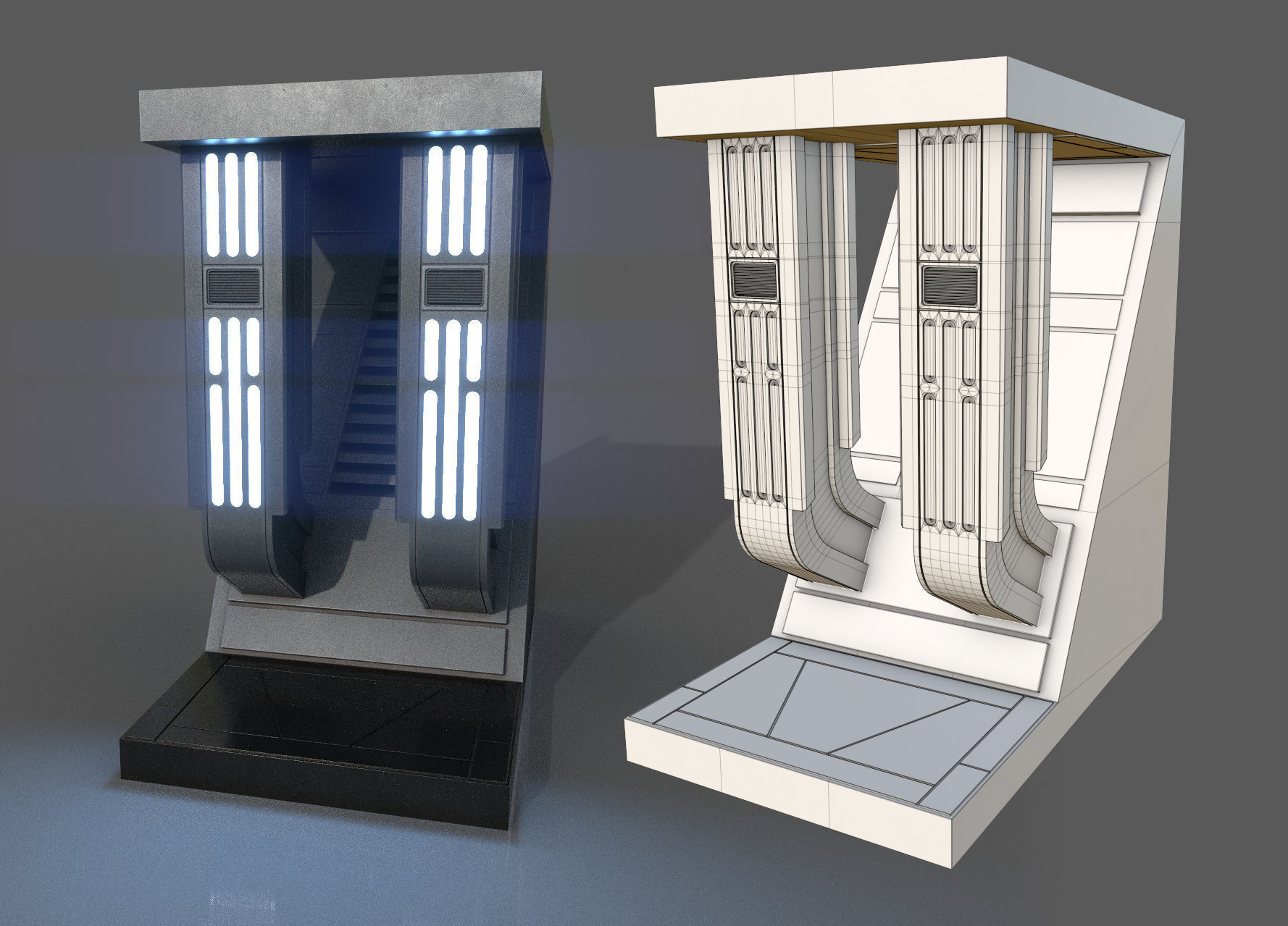 Imperial Style Corridor Asset Pack Low-poly 3D model_48