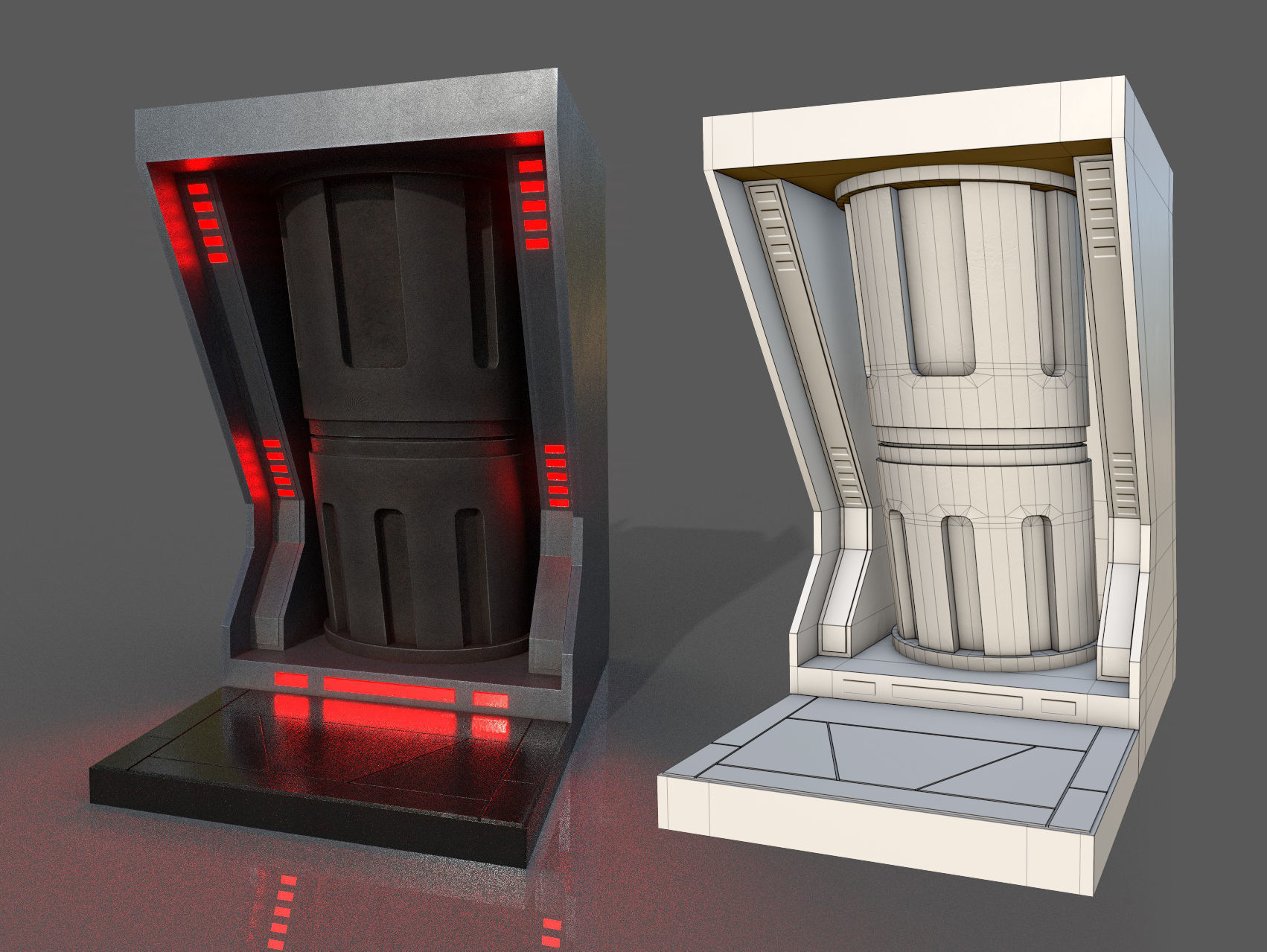 Imperial Style Corridor Asset Pack Low-poly 3D model_71