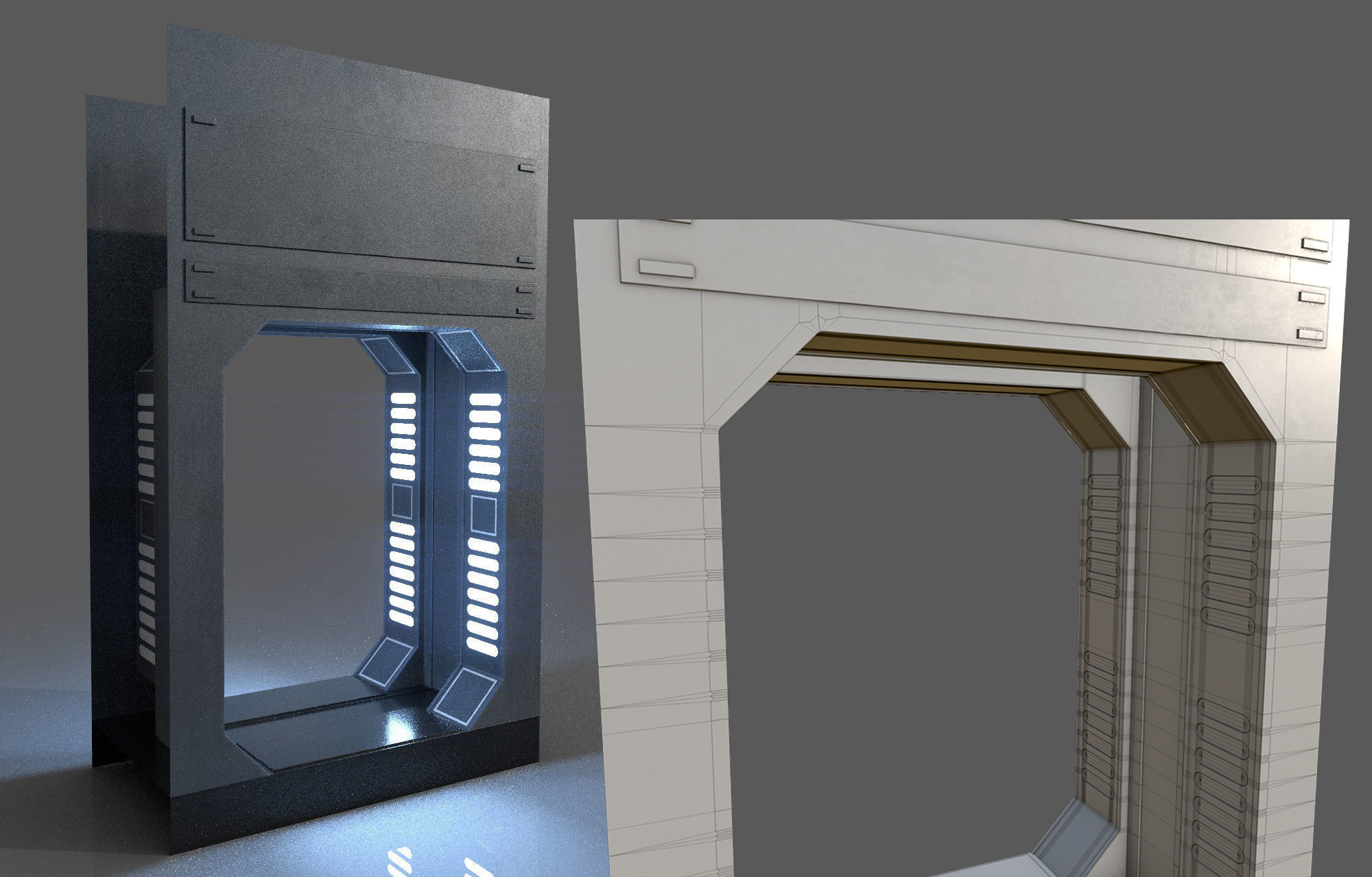 Imperial Style Corridor Asset Pack Low-poly 3D model_60