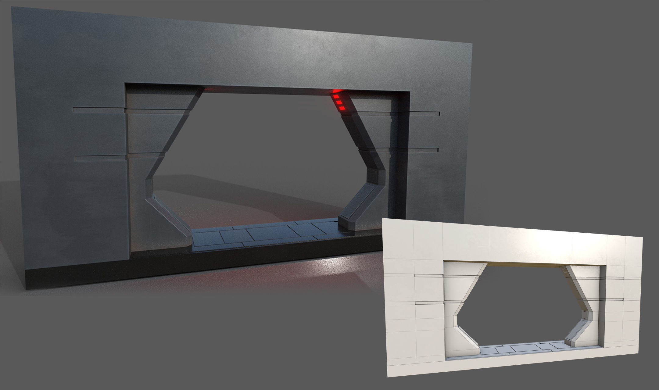 Imperial Style Corridor Asset Pack Low-poly 3D model_53