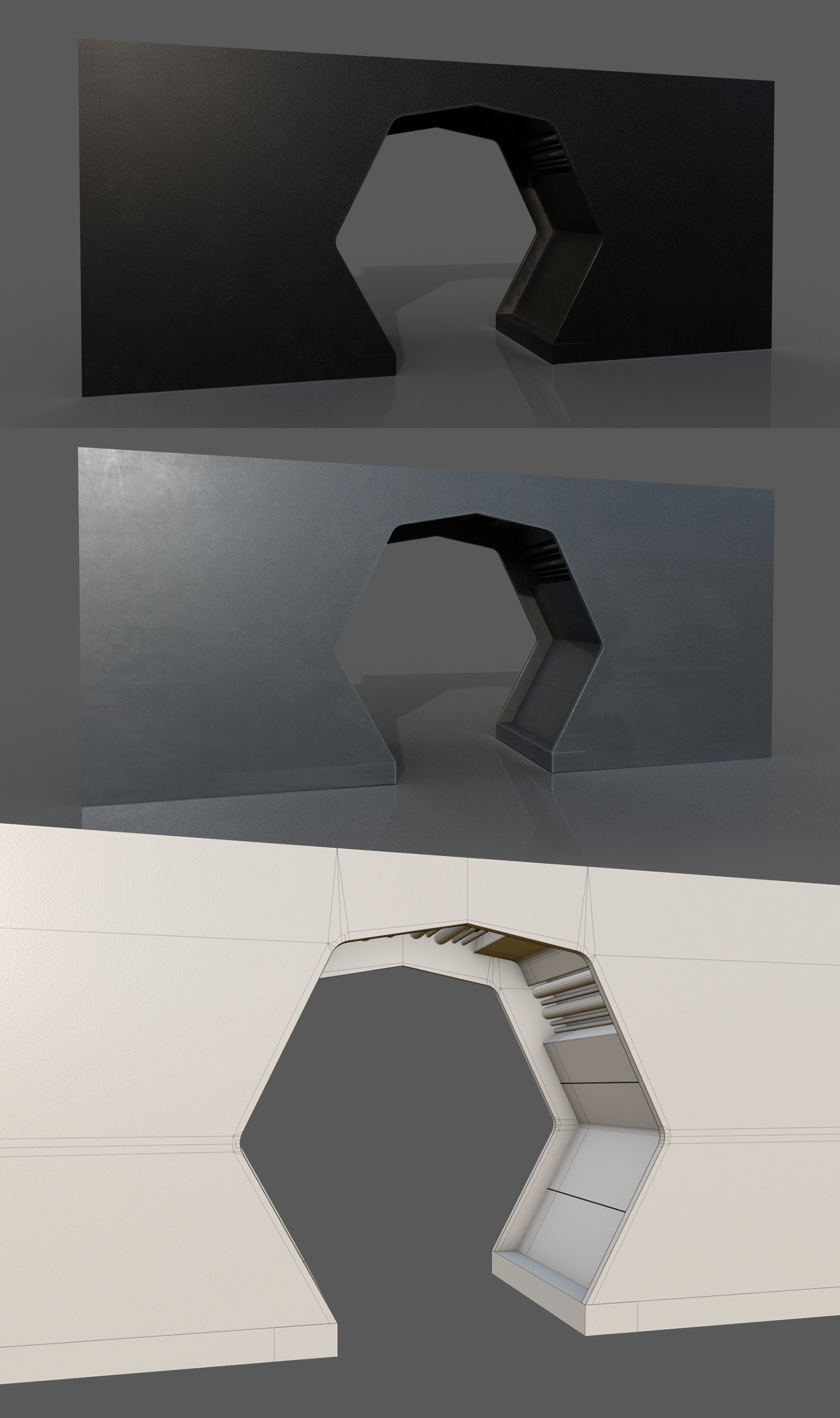 Imperial Style Corridor Asset Pack Low-poly 3D model_28