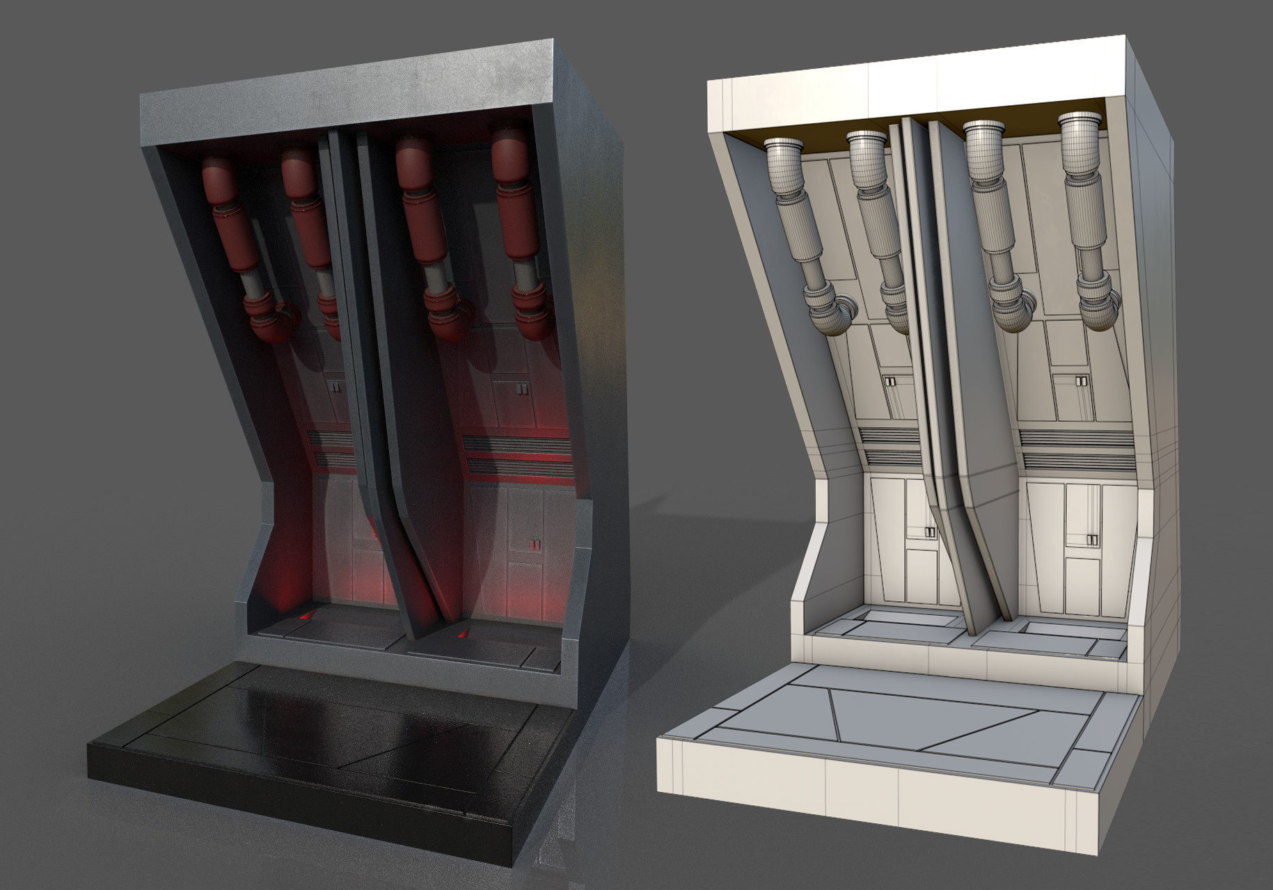 Imperial Style Corridor Asset Pack Low-poly 3D model_72