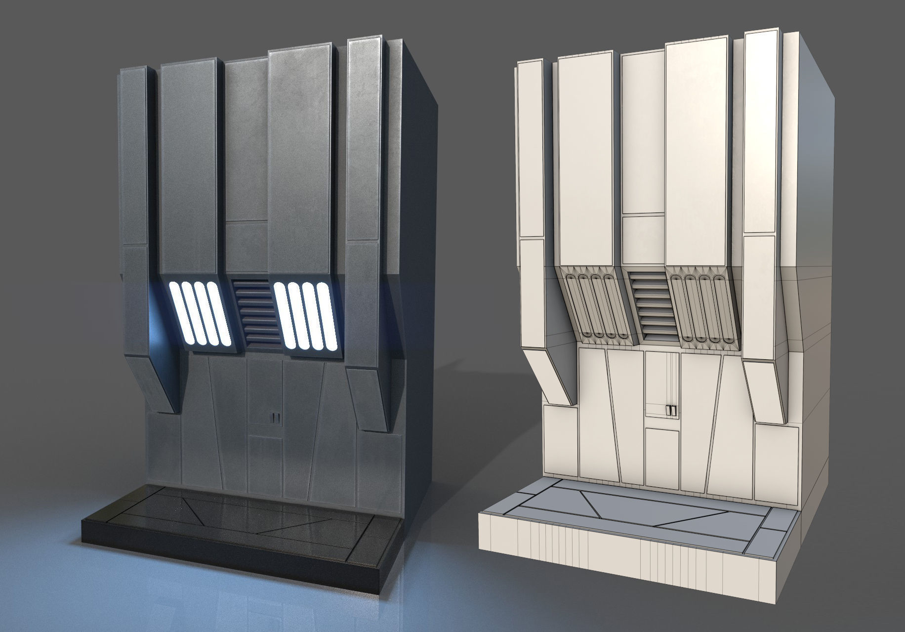 Imperial Style Corridor Asset Pack Low-poly 3D model_76