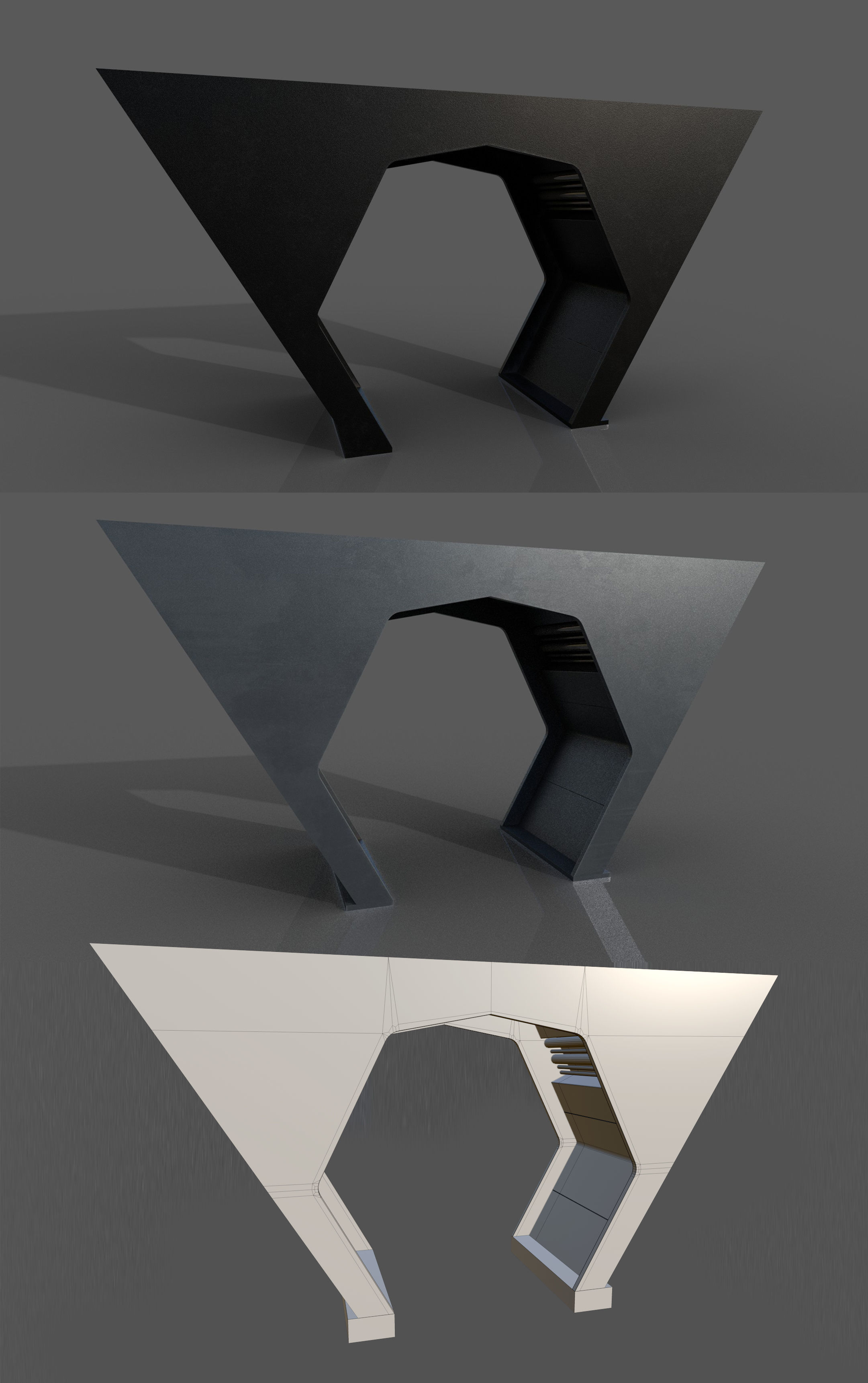 Imperial Style Corridor Asset Pack Low-poly 3D model_29