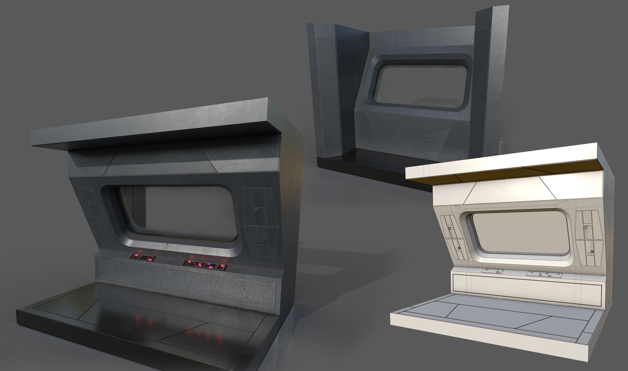 Imperial Style Corridor Asset Pack Low-poly 3D model_52