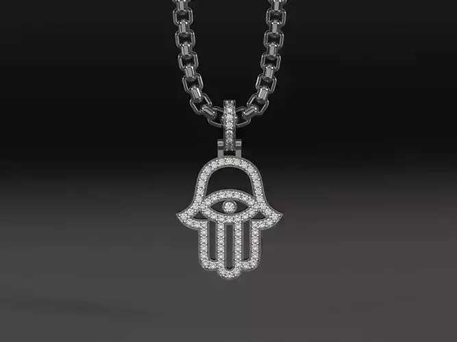 Diamond Hamsa pendant