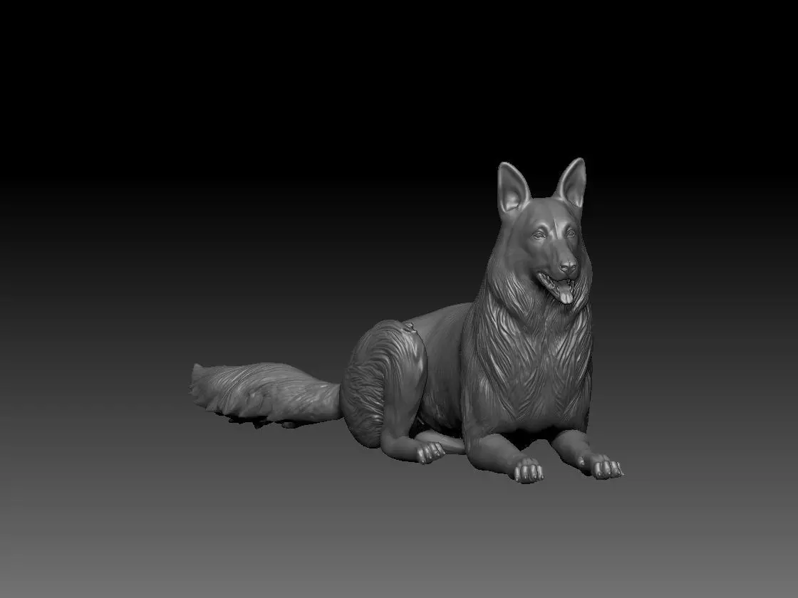 German Shepherd Dog siting 3D print model_0