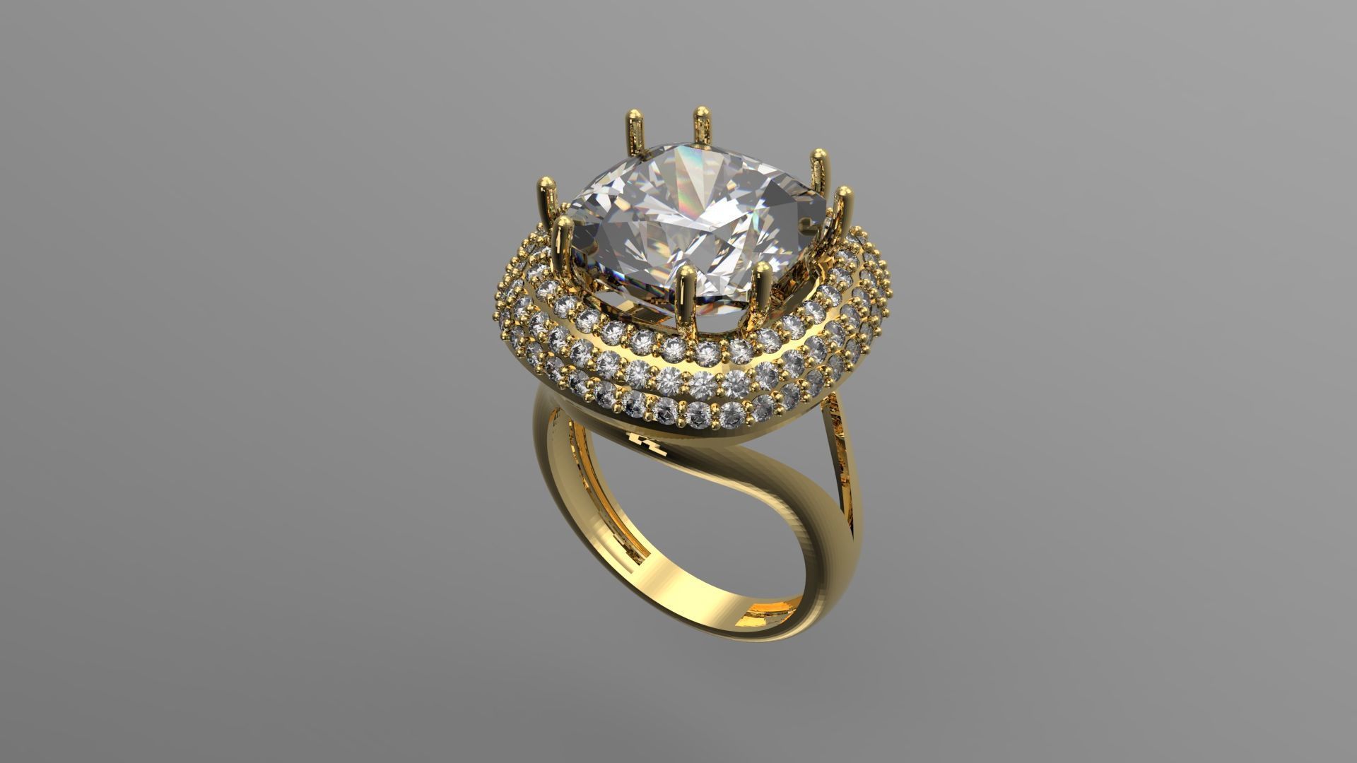 coution cut  ring 3D print model_4
