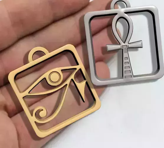 ANCIENT EGYPT EYE HOURS ANKH CROSS PENDANT 3D print model