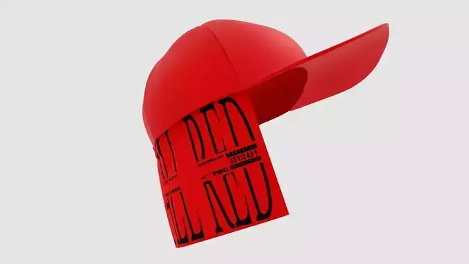 Playboy Carti All Red Fitted Cap 3D model