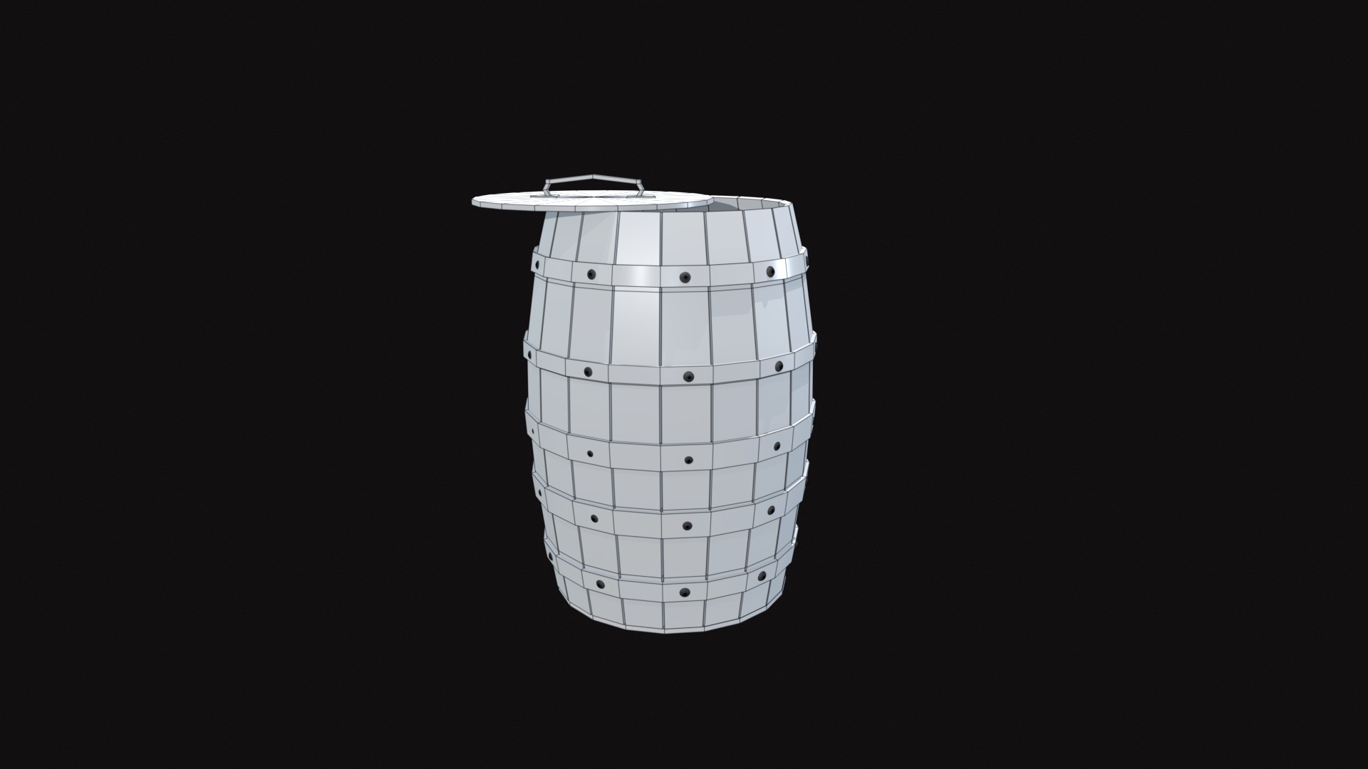Wooden Barrel Low-poly 3D model_10