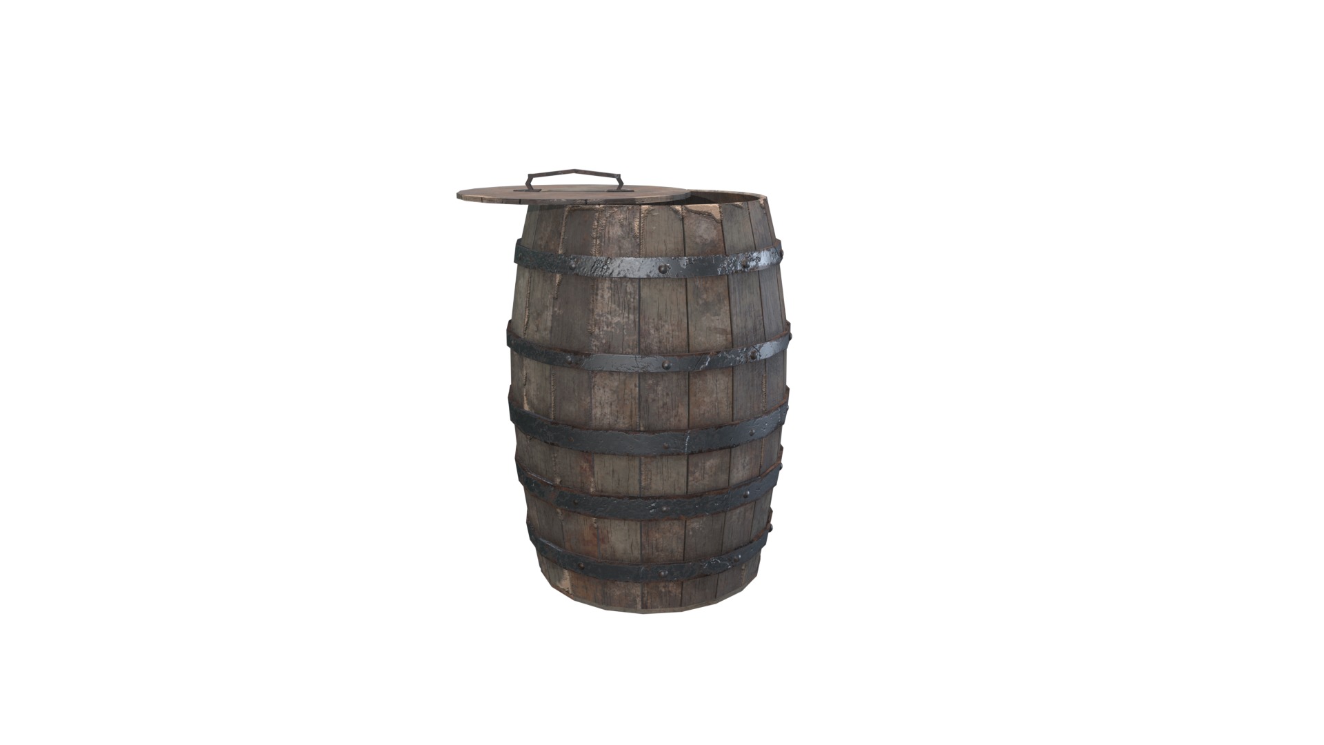 Wooden Barrel Low-poly 3D model_9