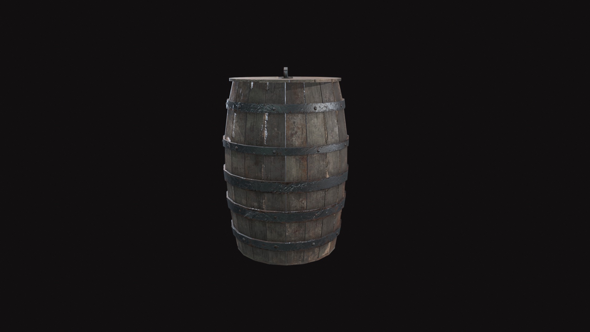 Wooden Barrel Low-poly 3D model_3