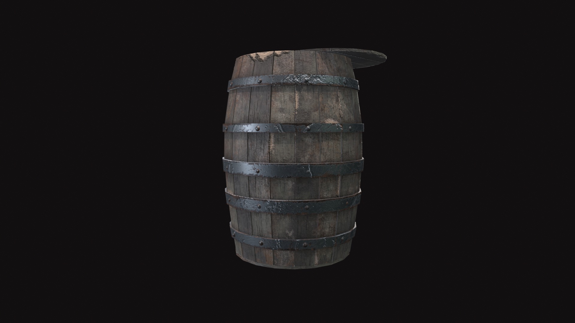 Wooden Barrel Low-poly 3D model_7