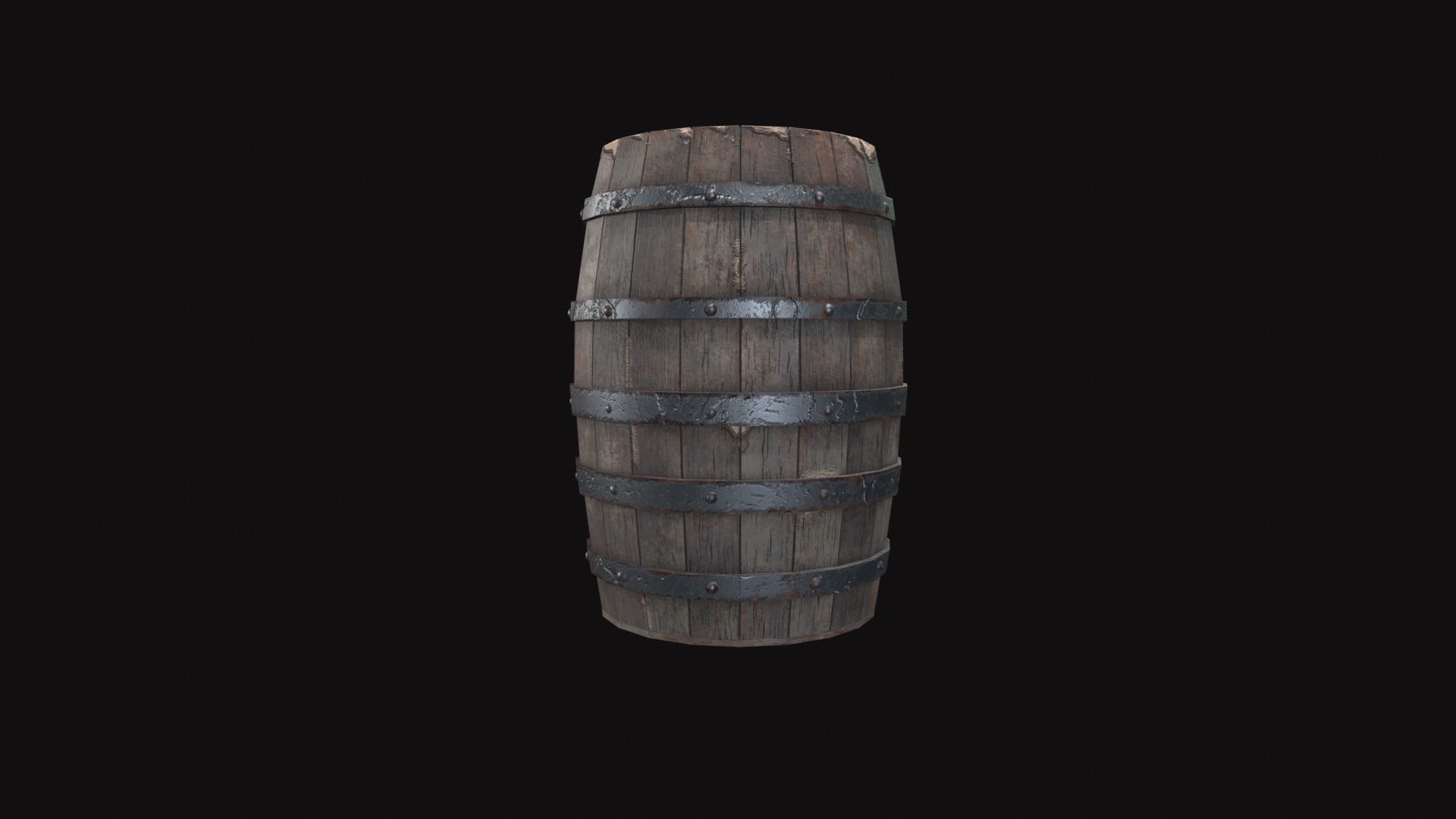 Wooden Barrel Low-poly 3D model_2