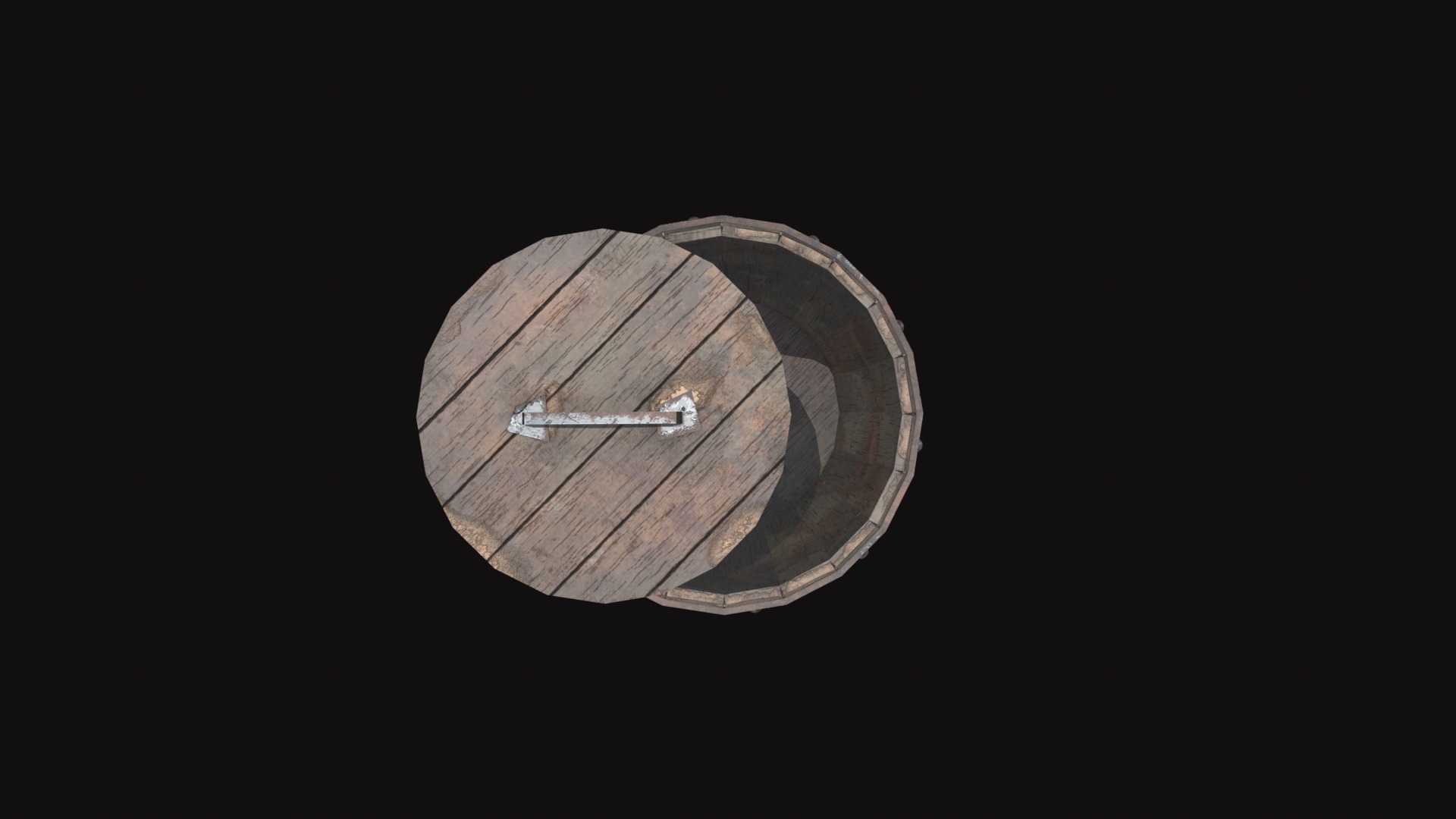 Wooden Barrel Low-poly 3D model_4