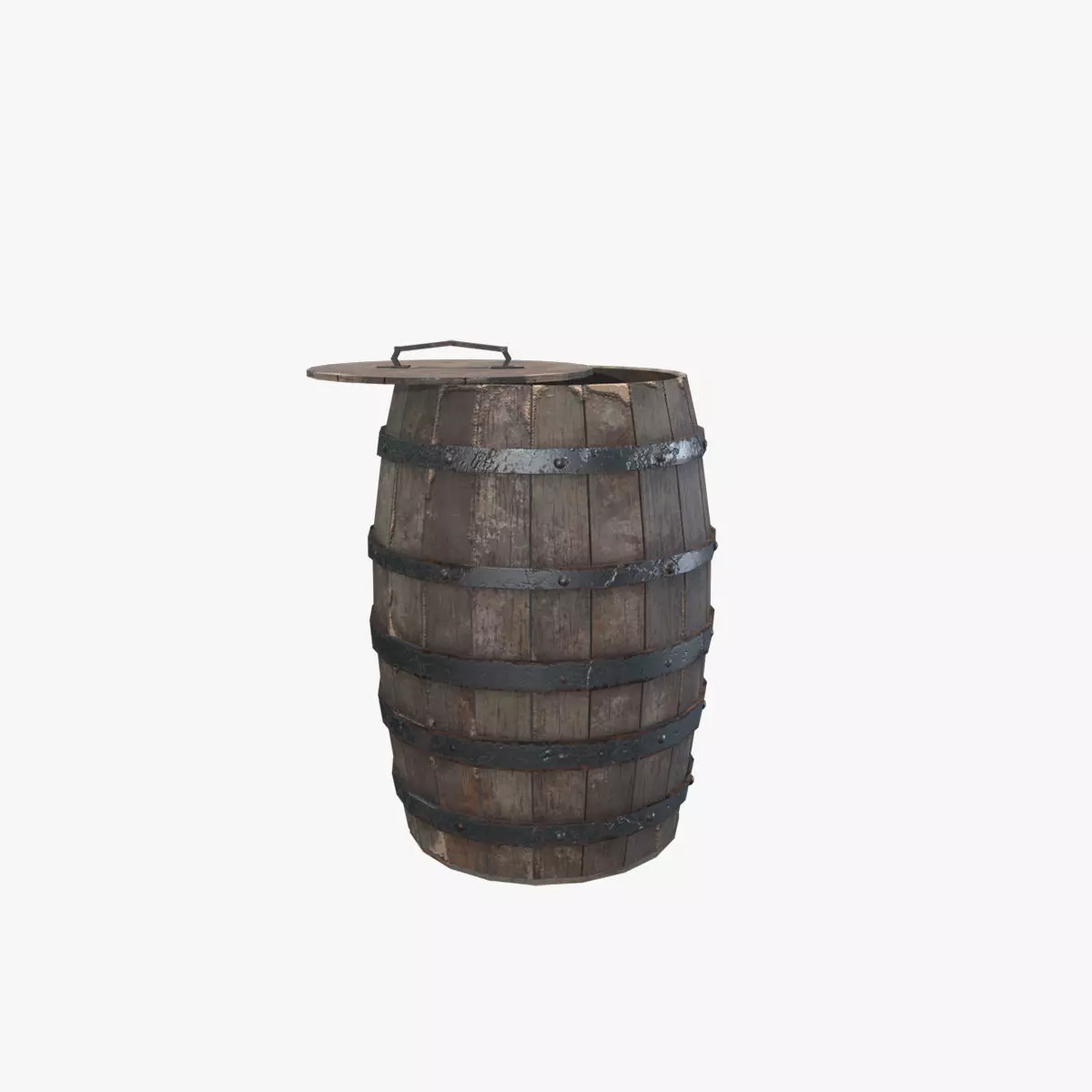 Wooden Barrel Low-poly 3D model_0