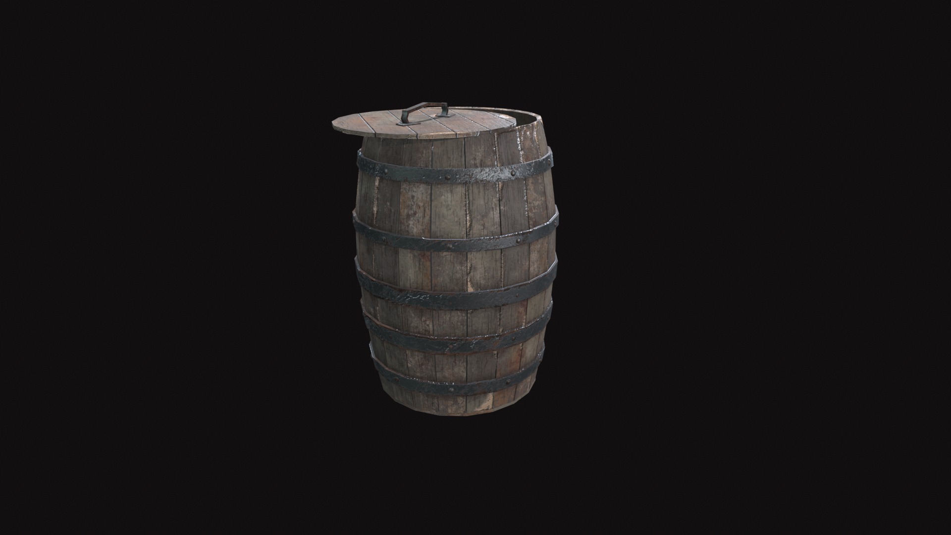 Wooden Barrel Low-poly 3D model_6