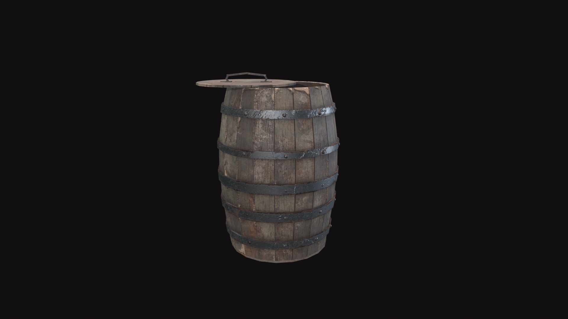 Wooden Barrel Low-poly 3D model_8
