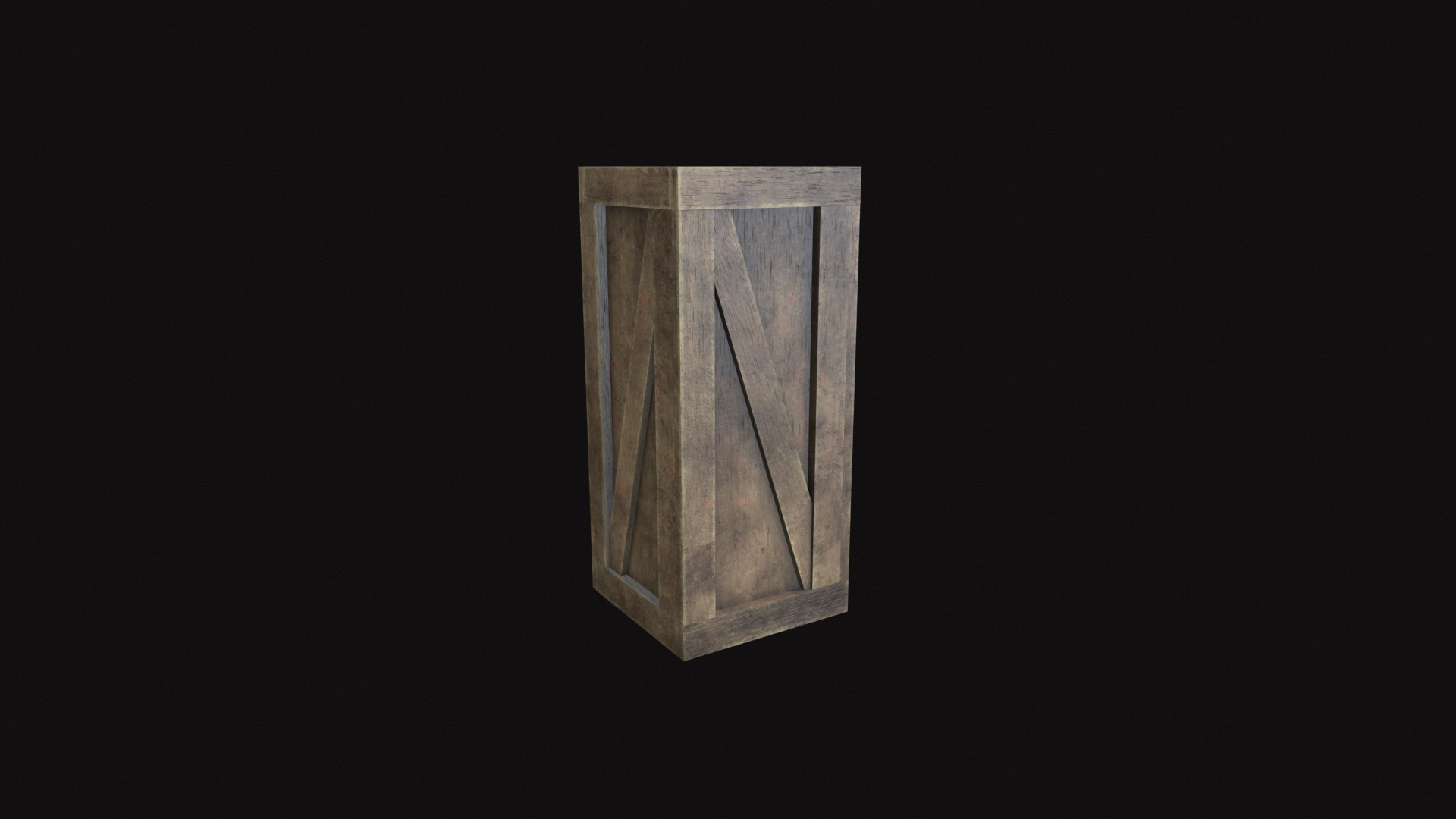 Wooden Box Low-poly 3D model_8