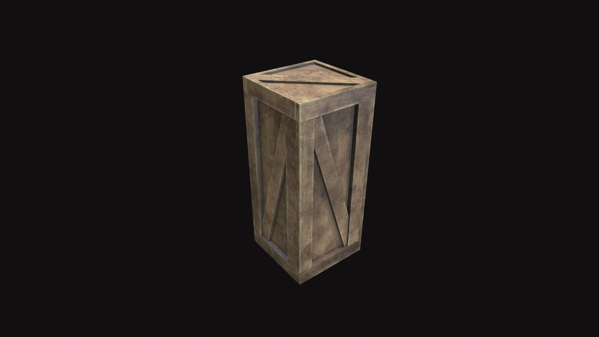 Wooden Box Low-poly 3D model_7
