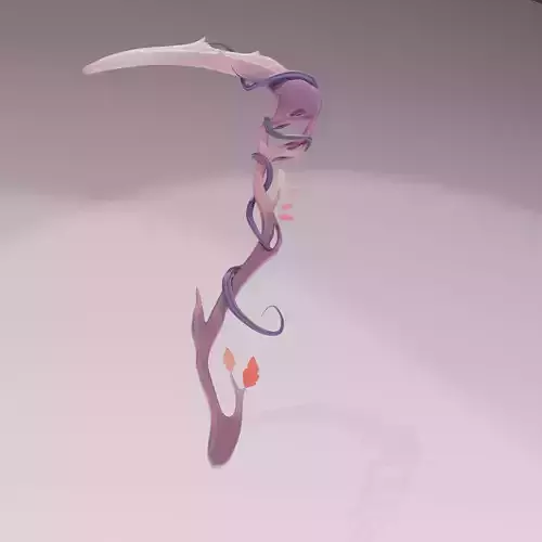 Fantasy Nature Scythe Stylized 3D Weapon Model