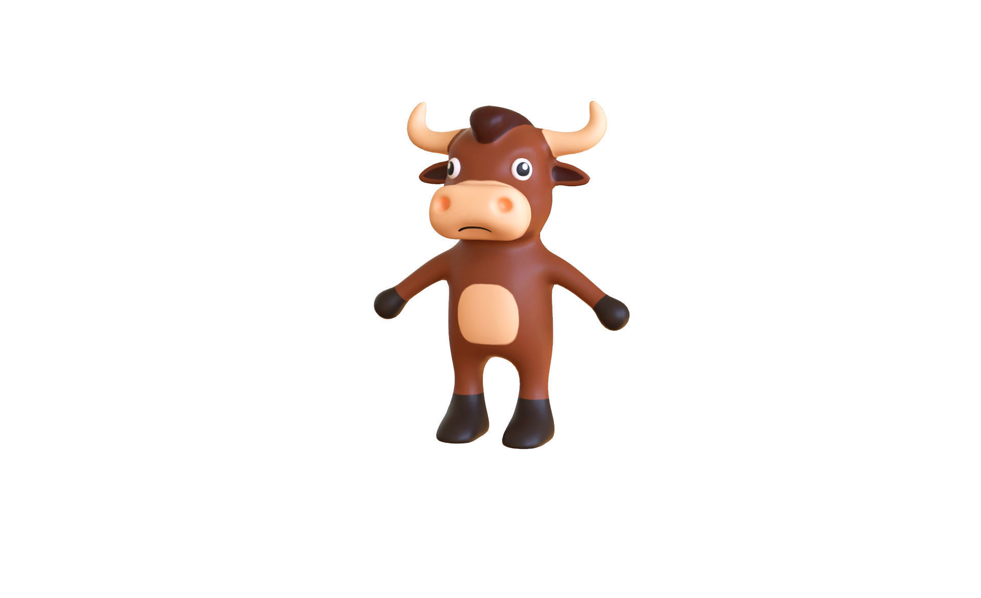 High-Quality 3D Cute Bull Animated for Games Low-poly 3D model_1