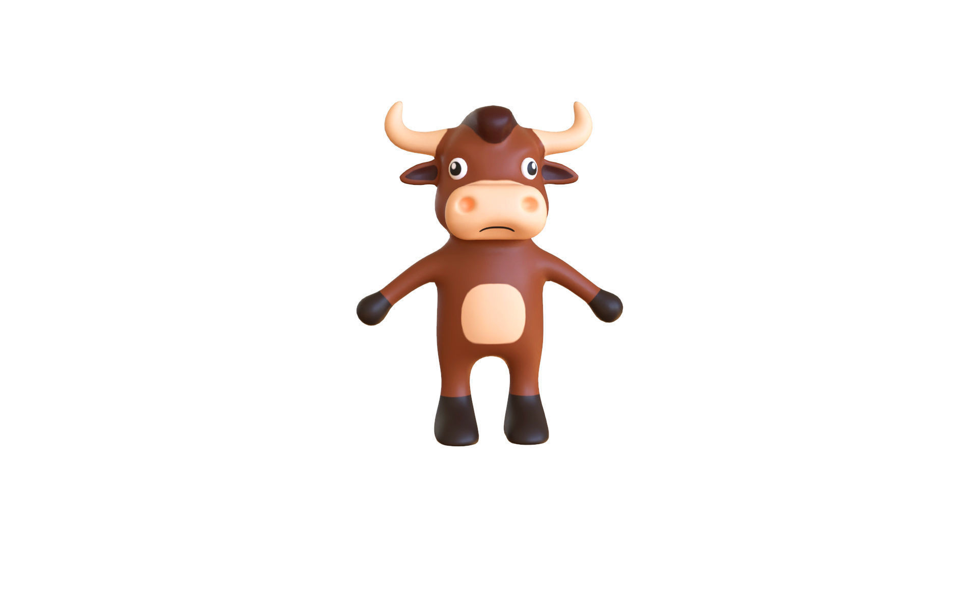 High-Quality 3D Cute Bull Animated for Games Low-poly 3D model_11