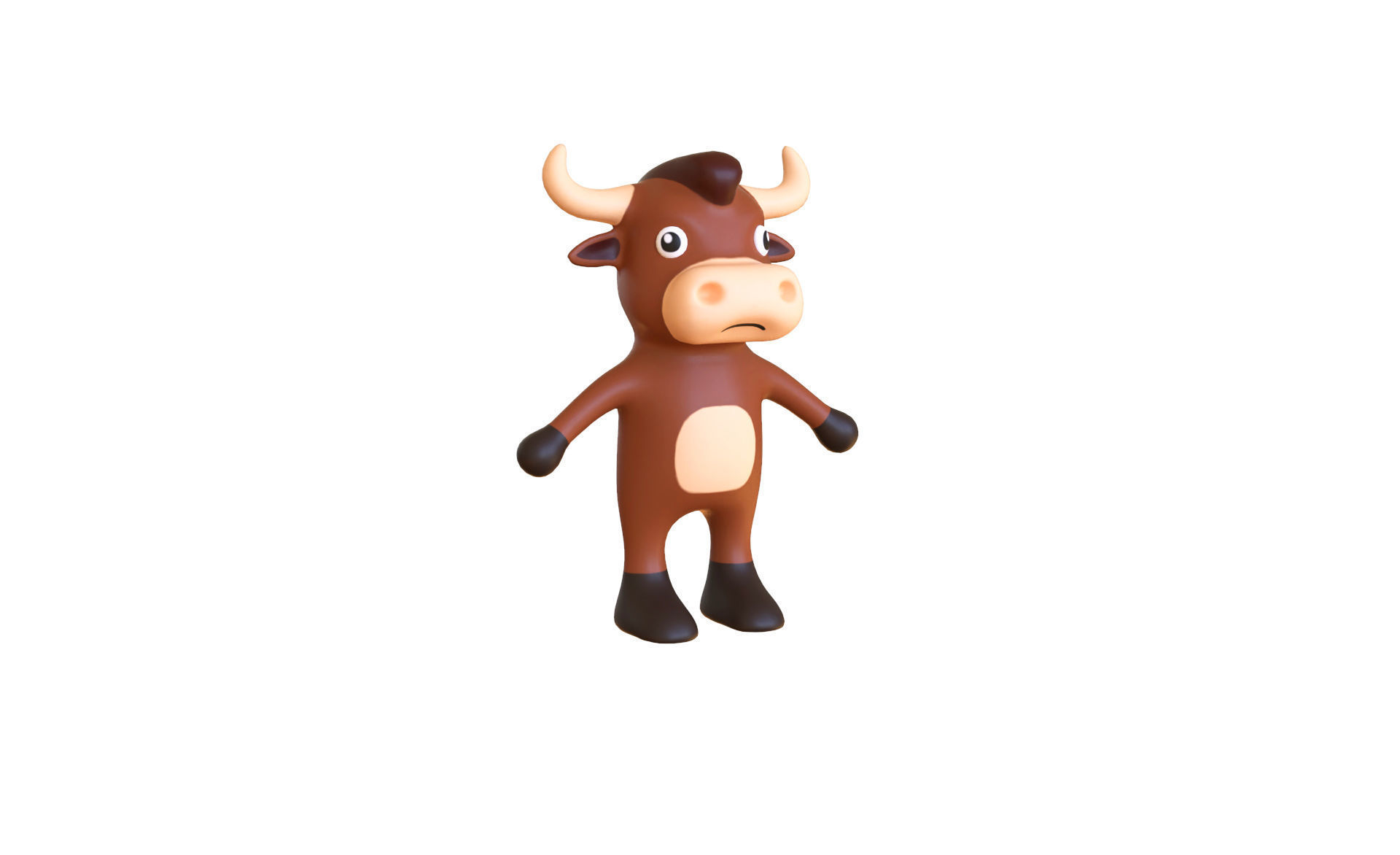 High-Quality 3D Cute Bull Animated for Games Low-poly 3D model_10