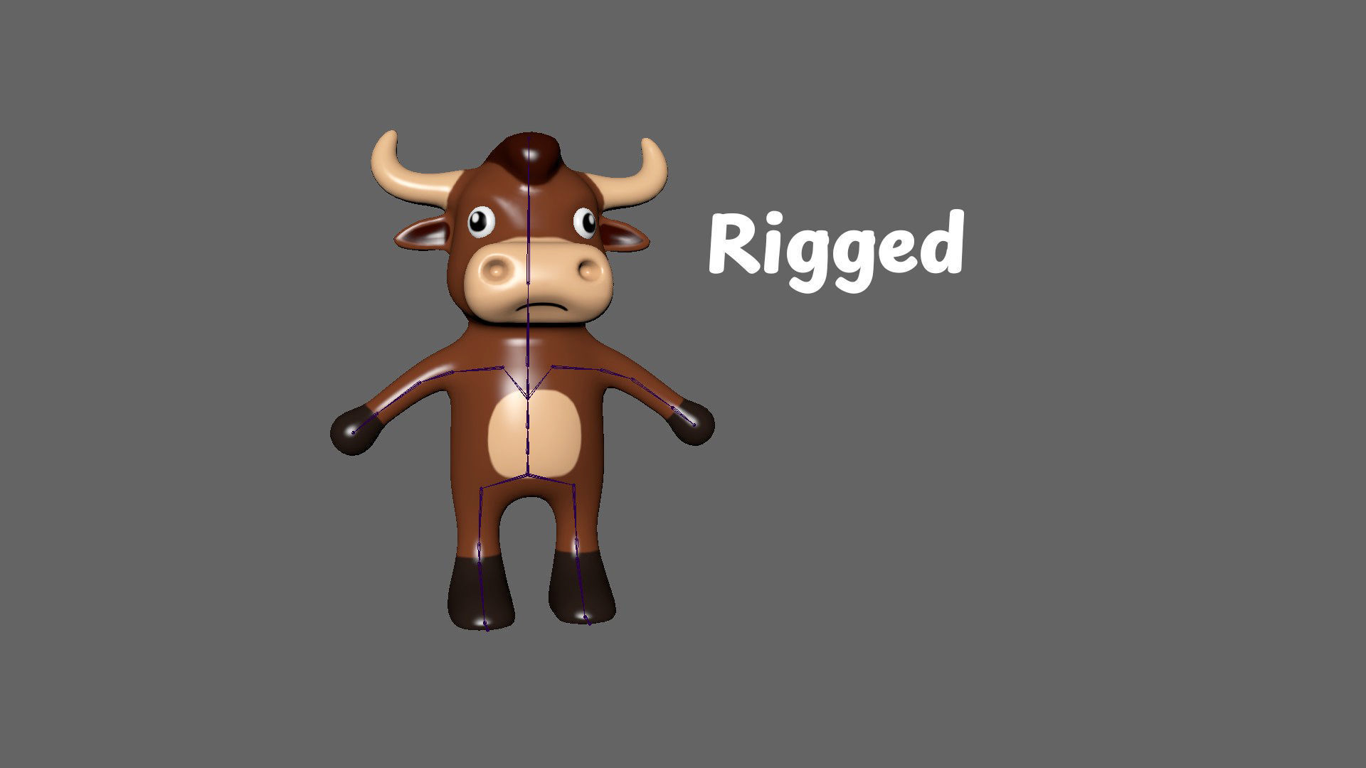 High-Quality 3D Cute Bull Animated for Games Low-poly 3D model_4