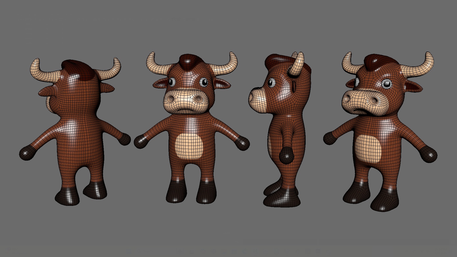 High-Quality 3D Cute Bull Animated for Games Low-poly 3D model_13