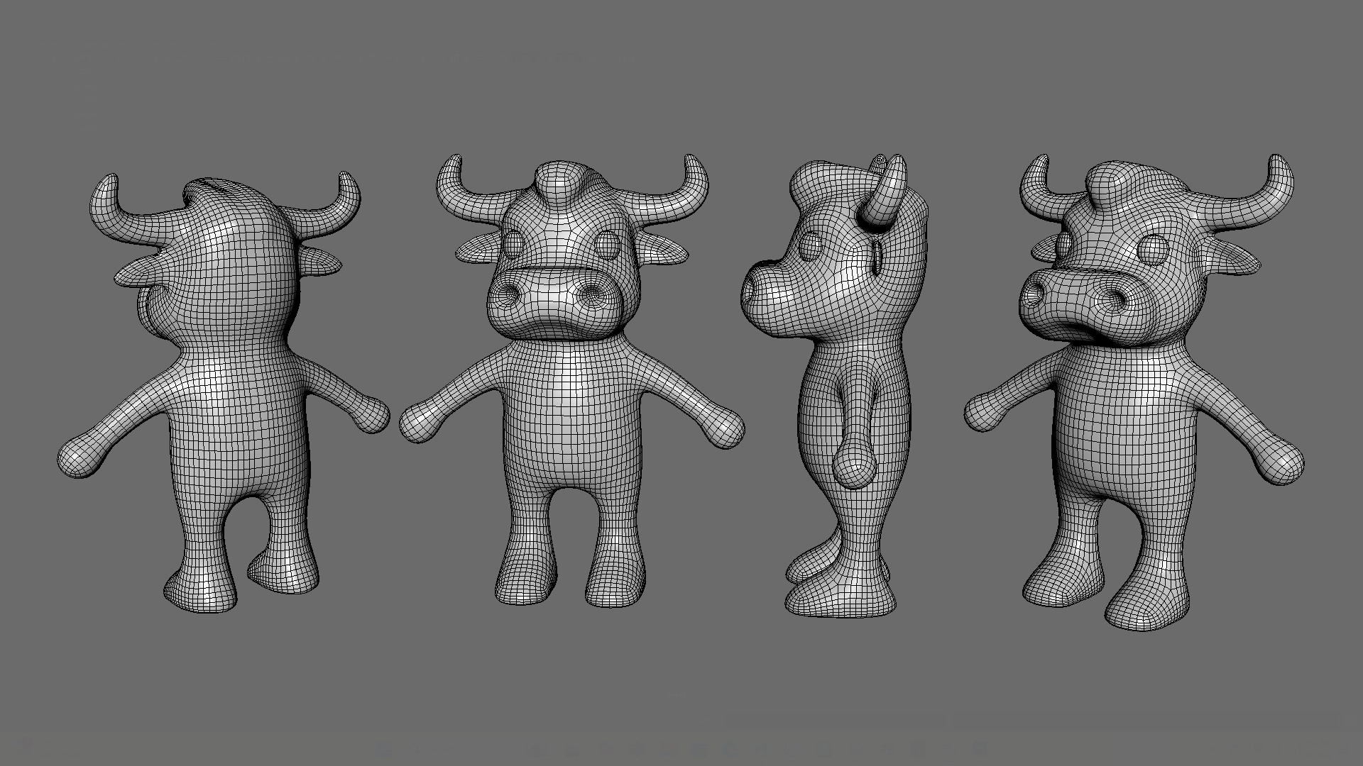 High-Quality 3D Cute Bull Animated for Games Low-poly 3D model_12