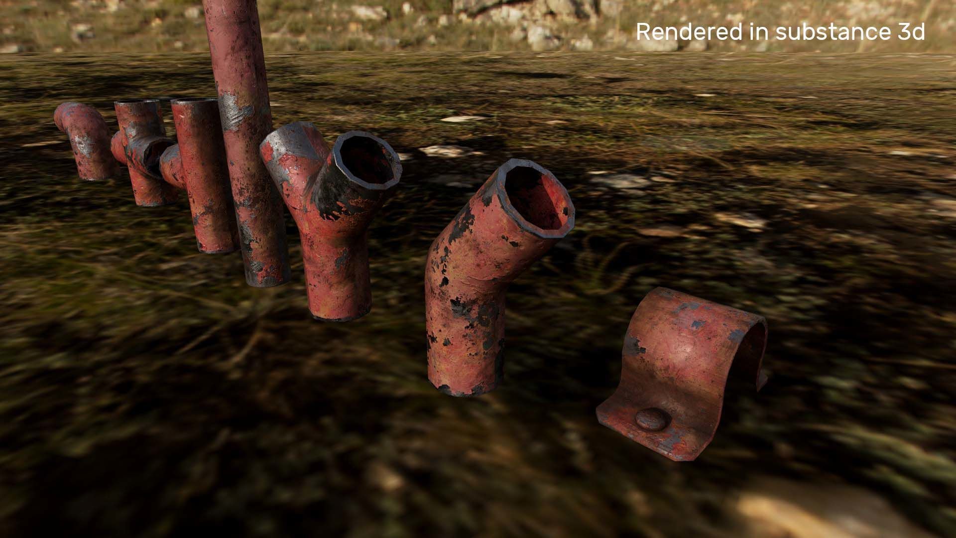 Matel Pipeline System Free low-poly 3D model