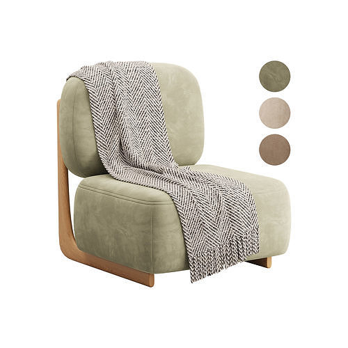 Modern Simple Style Cherry Wood Side Chair 3D model