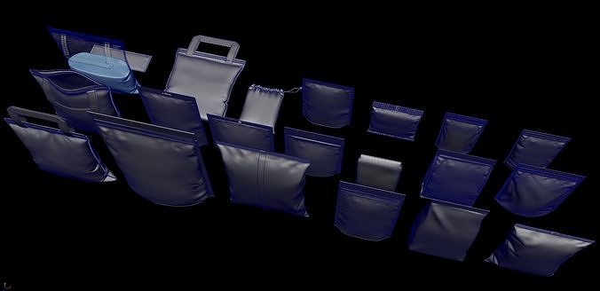 Pouches pack Low-poly 3D model 6