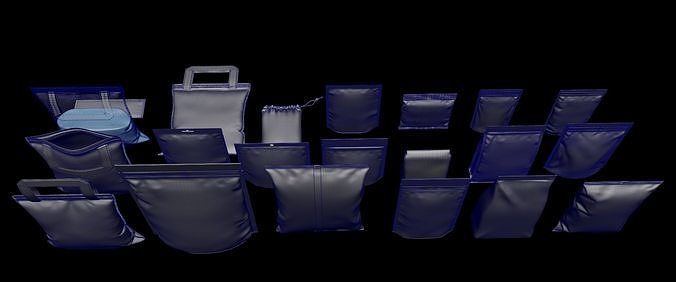 Pouches pack Low-poly 3D model 7
