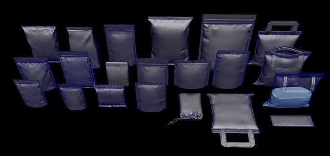 Pouches pack Low-poly 3D model 4